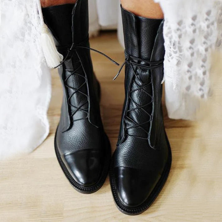 Ares | Dual Texture Polished Cap Toe Combat Boots