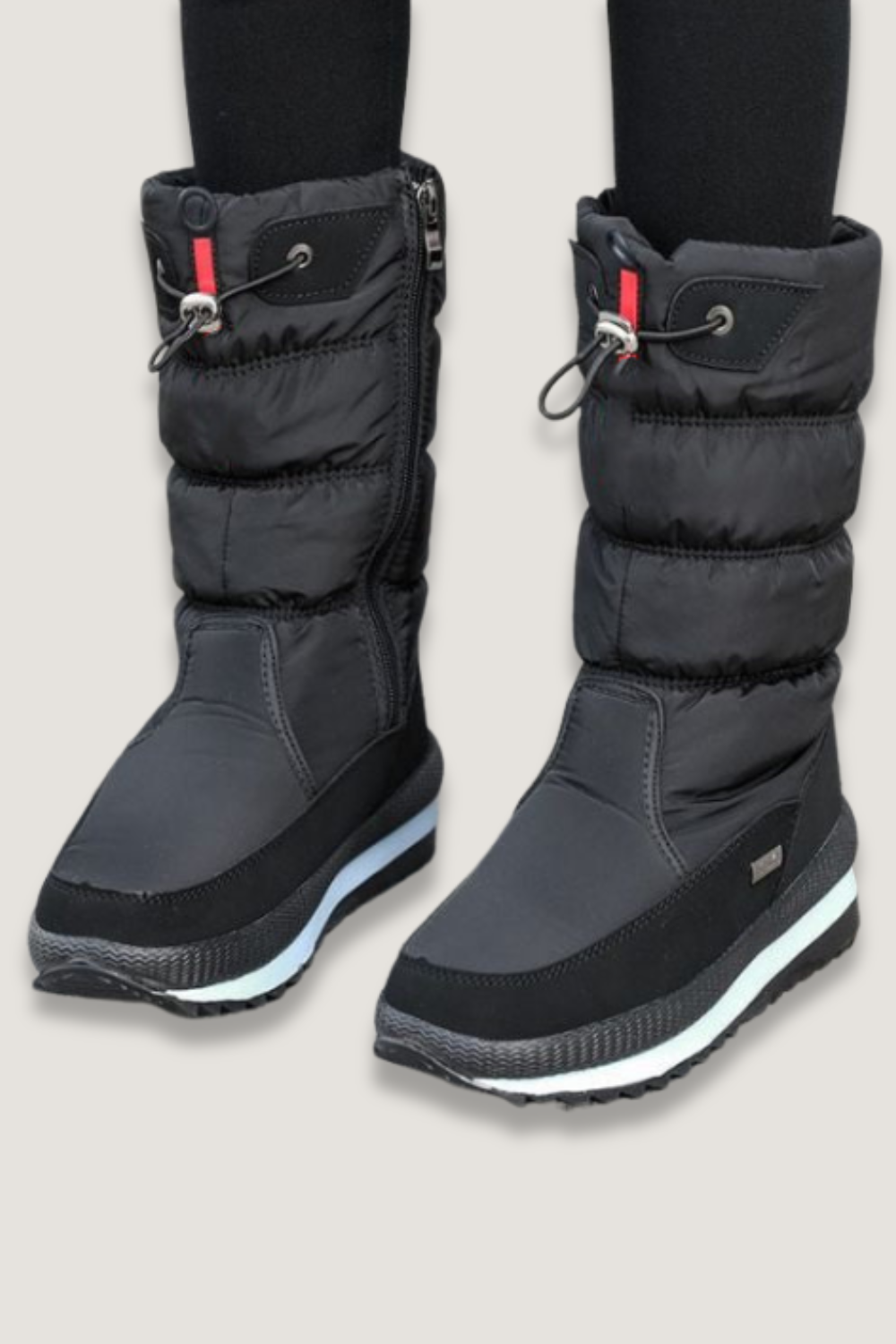 Women's Waterproof Snow Boots Black Quilted Mid Calf Non-Slip
