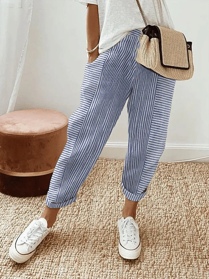 Sophisticated Striped Linen Beach Pants