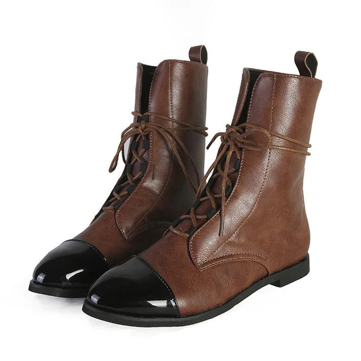 Ares | Dual Texture Polished Cap Toe Combat Boots
