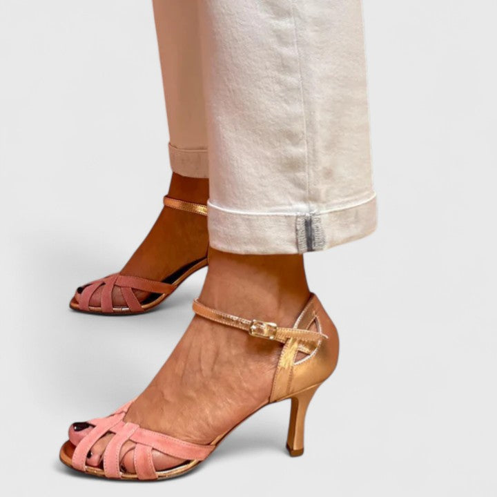 Alessia | Strappy Cut Out Low Kitten Heels