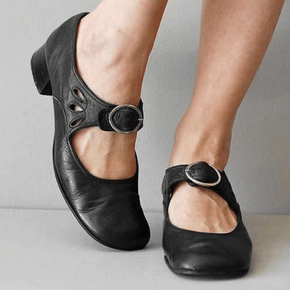 Clara | Ankle Strap Buckle Block Heel Mary Jane Shoes