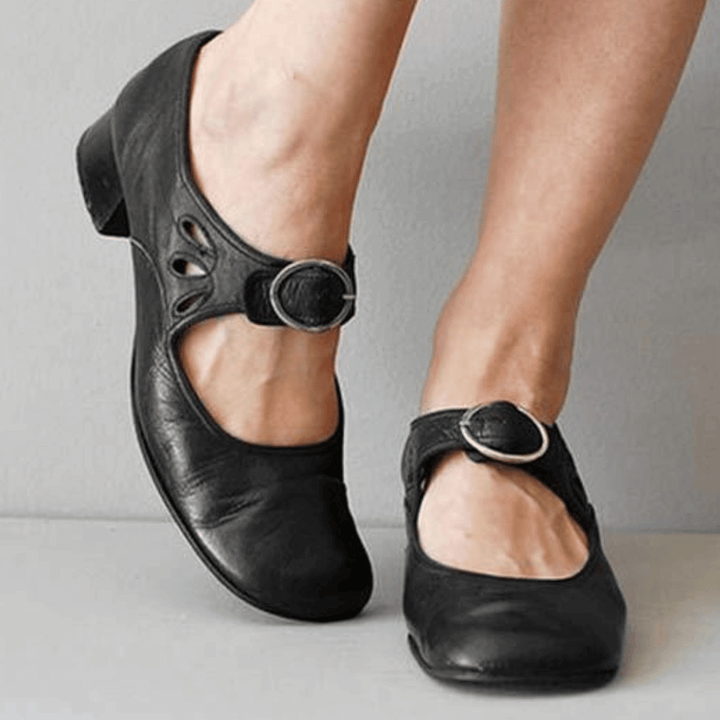 Clara | Ankle Strap Buckle Block Heel Mary Jane Shoes
