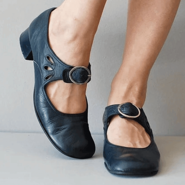 Clara | Ankle Strap Buckle Block Heel Mary Jane Shoes
