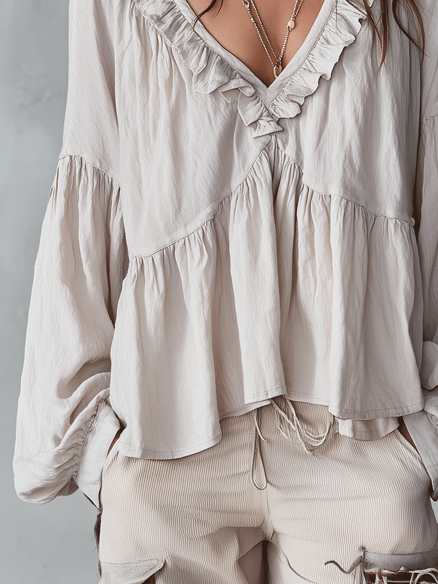 Elysia | Romantic Ruffle Long Sleeve Blouse