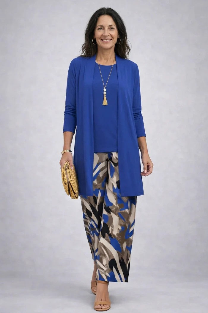 Amara | Longline Cardigan and Trousers Three Piece Set