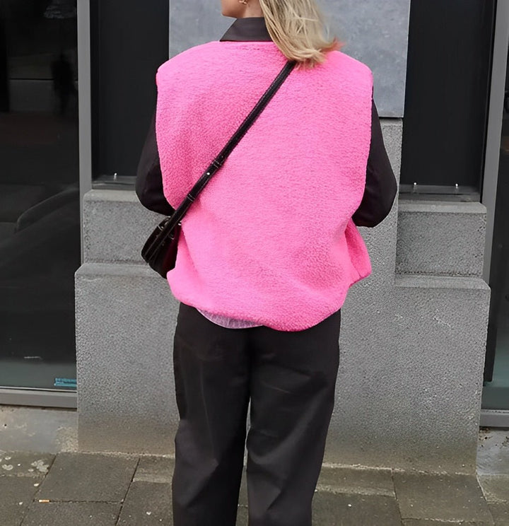 Hazel | Textured Snap Button Layering Fleece Vest