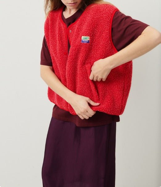 Hazel | Textured Snap Button Layering Fleece Vest