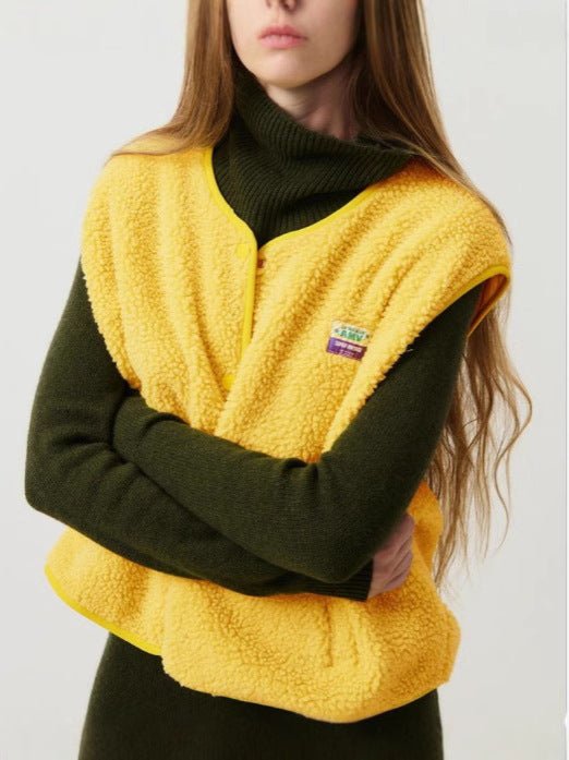 Hazel | Textured Snap Button Layering Fleece Vest