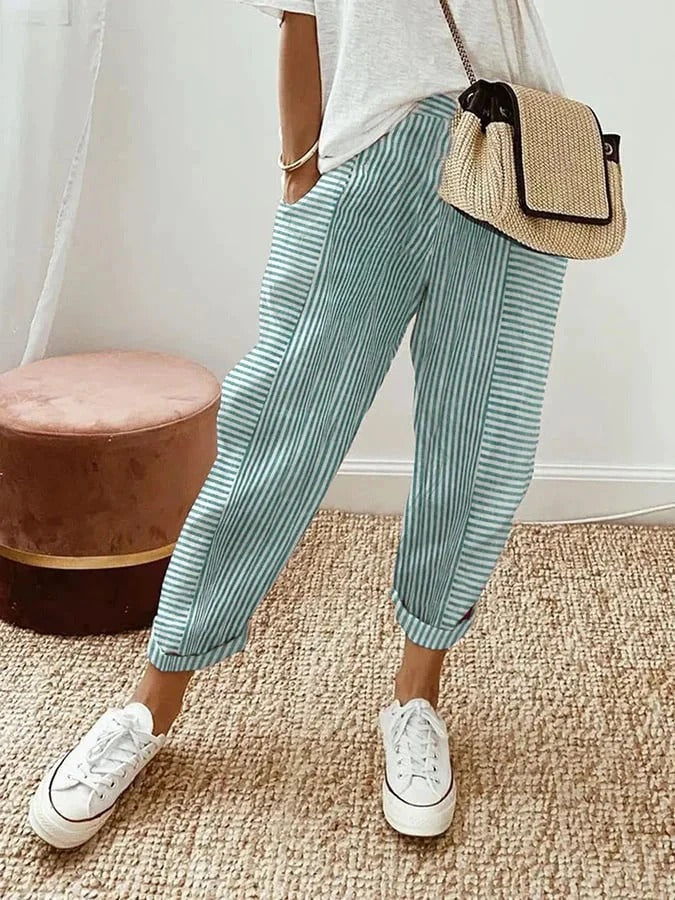 Sophisticated Striped Linen Beach Pants