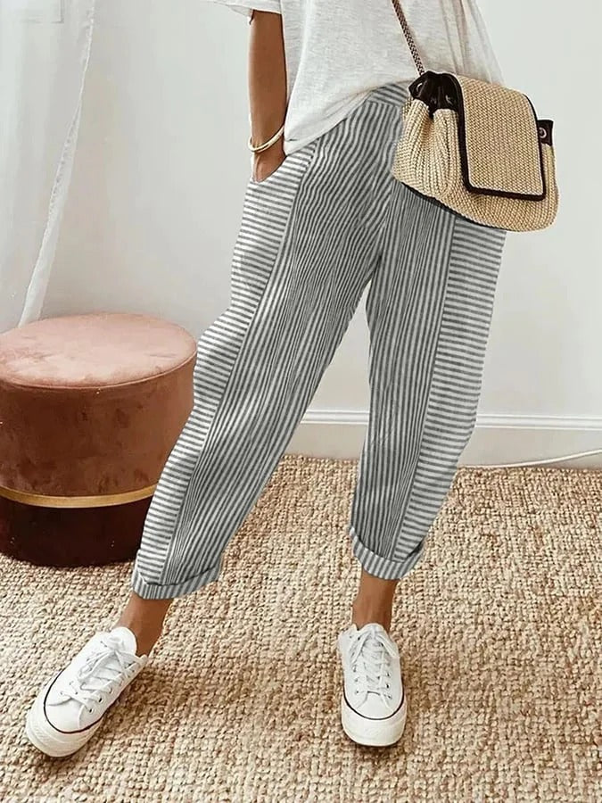 Sophisticated Striped Linen Beach Pants