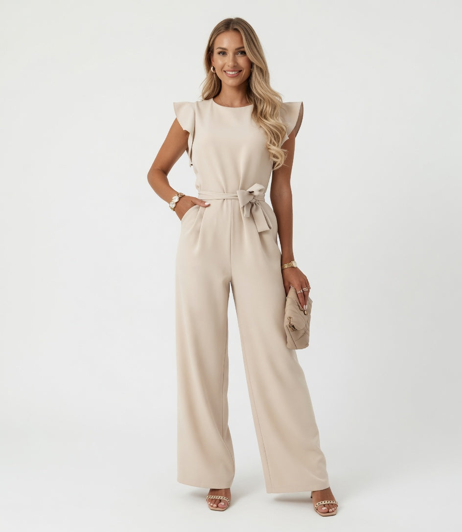 Thalia | Elegant Drawstring Waist Sleeveless Jumpsuit