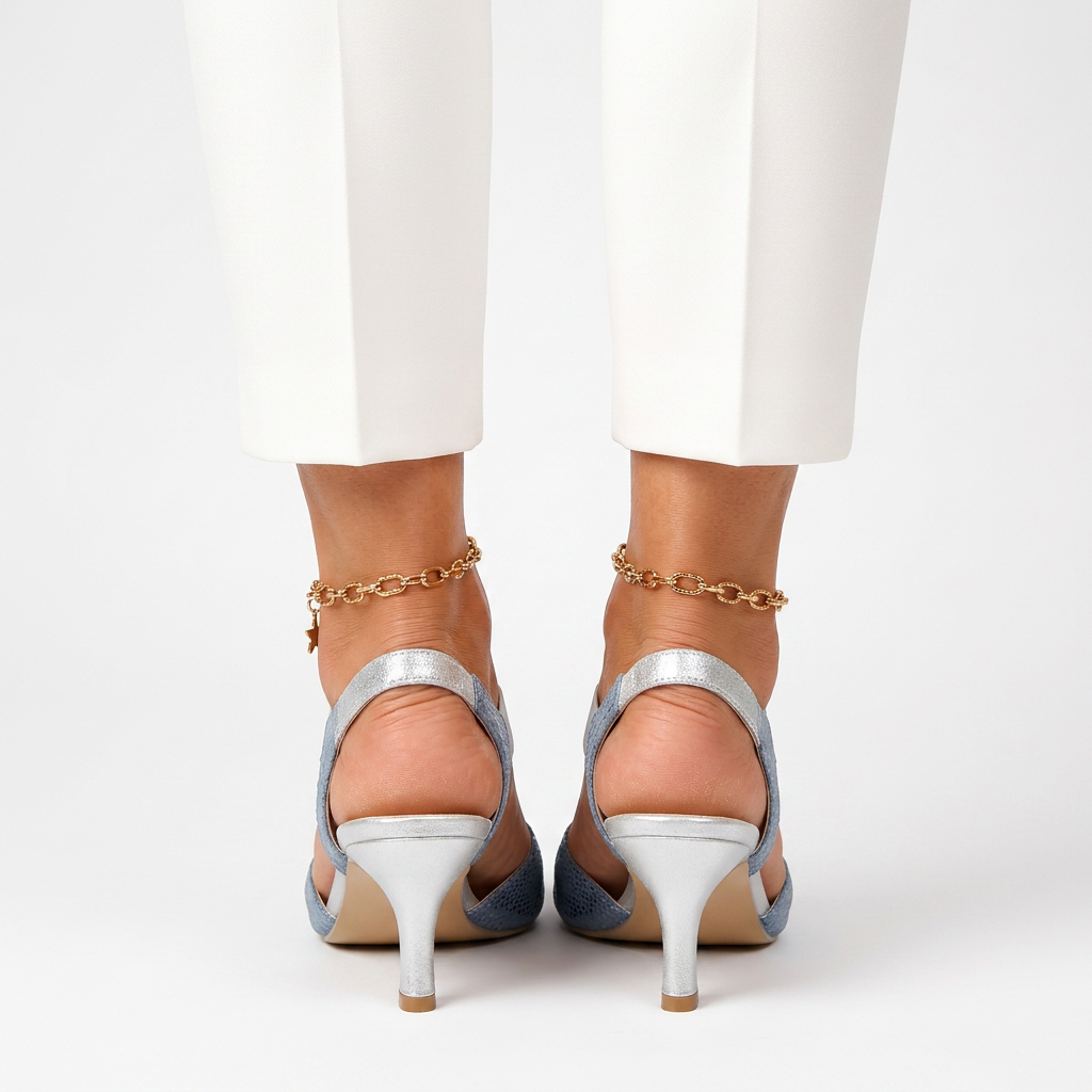 Luciana | Open Toe Elastic Strap Low Block Heels