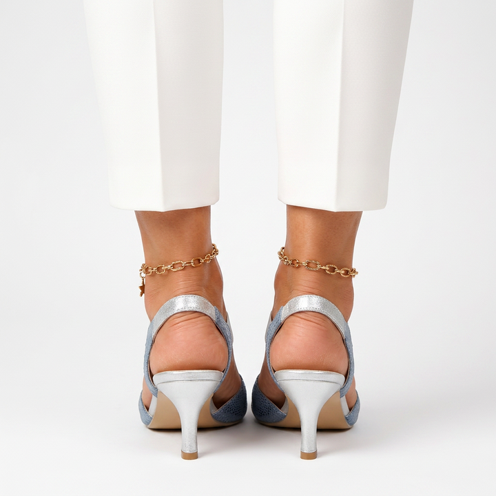 Luciana | Open Toe Elastic Strap Low Block Heels