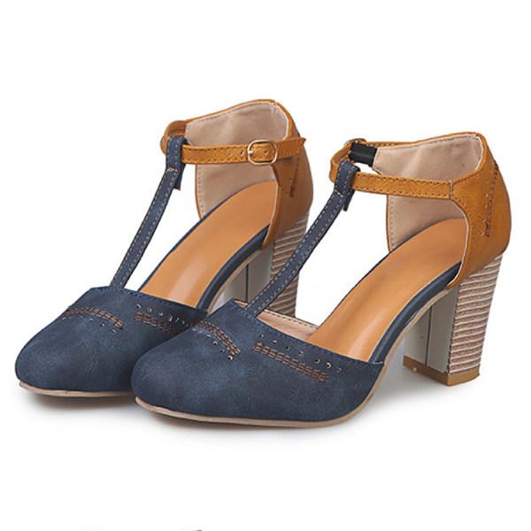 Marcella | Block Heel T Strap Shoes