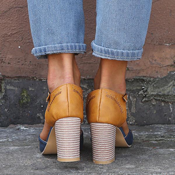 Marcella | Block Heel T Strap Shoes