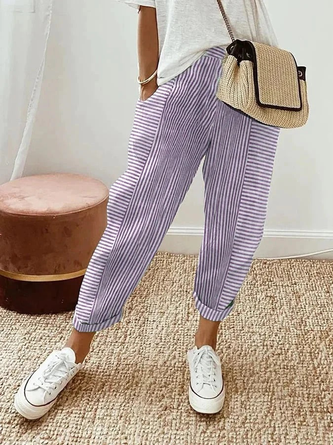 Sophisticated Striped Linen Beach Pants