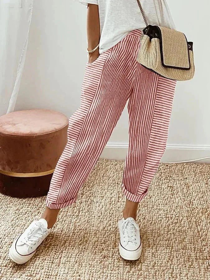 Sophisticated Striped Linen Beach Pants