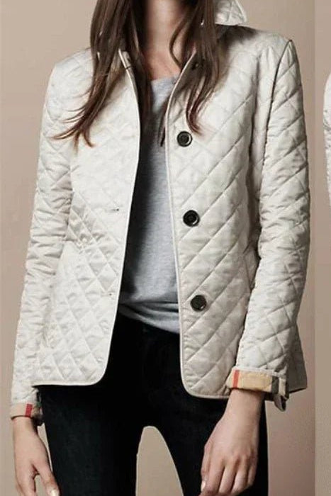Isla | Slim Fit Diamond Quilted Collared Equestrian Jacket