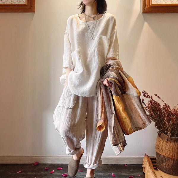 Nara | Lagenlook Relaxed Three Quarter Sleeve Tunic Top